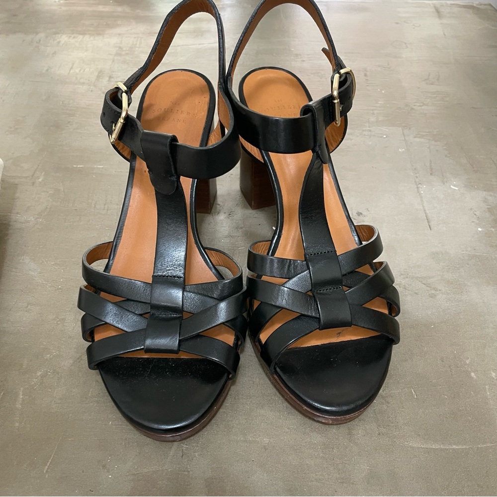 Sezane Florence Sandals Smooth Black Heritage - Size 8 - Picture 2 of 10